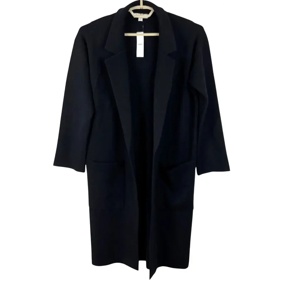 J. Crew Ella open-front long sweater-blazer NEW XS oversized Black AD753